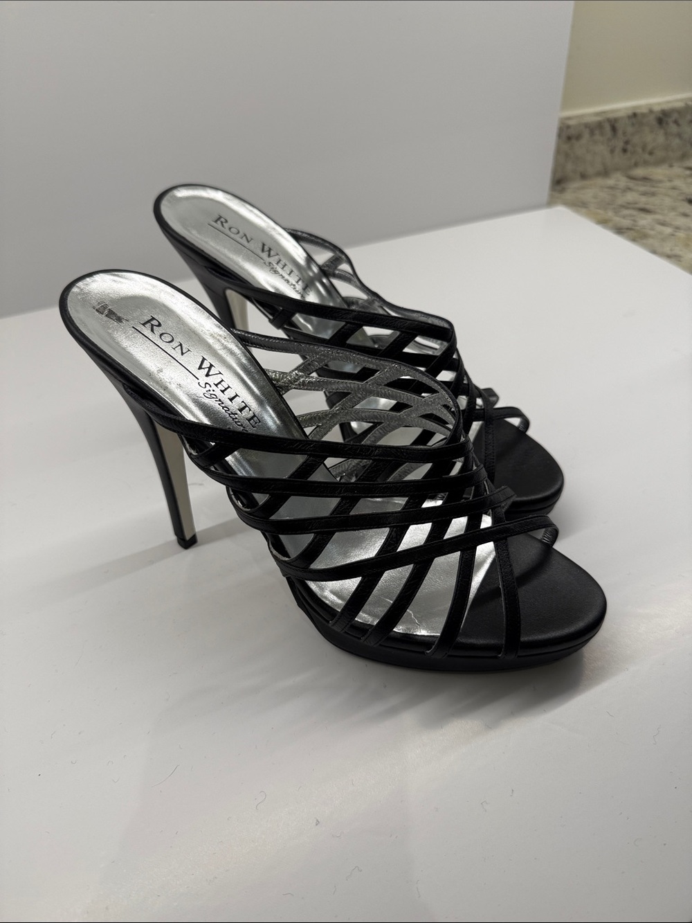 Ron White Black Strappy High Heel Sandals